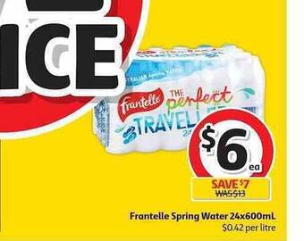 Coles Frantelle Spring Water 24x600mL offer