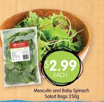 Spudshed Mesculin and Baby Spinach Salad Bags 250g offer