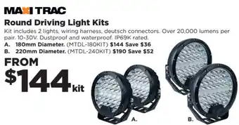 Repco Maxi Trac Round Driving Light Kits offer