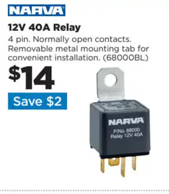 Repco Narva 12V 40A Relay offer