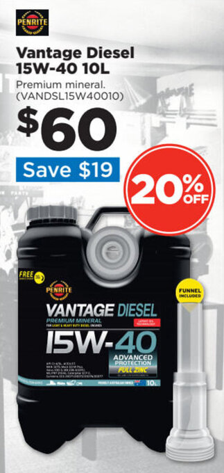 Repco Penrite Vantage Diesel 15W-40 10L offer