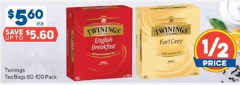 Foodland Twinings Tea Bags 80-100 Pack offer
