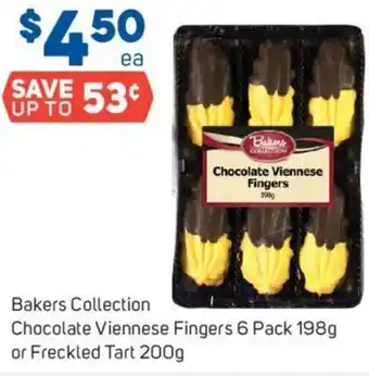 Foodland Bakers Collection Chocolate Viennese Fingers 6 Pack 198g or Freckled Tart 200g offer