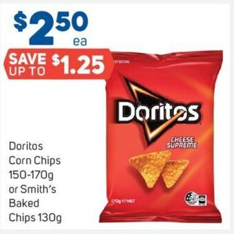 Foodland Doritos Corn Chips 150-170g or Smith's Baked Chips 130g offer