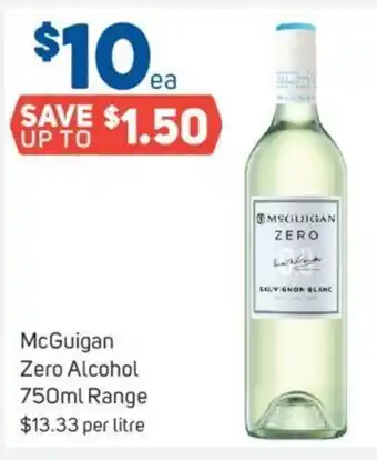 Foodland McGuigan Zero Alcohol 750ml Range $13.33 Per Litre offer