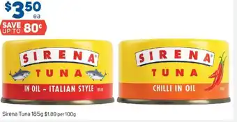 Foodland Sirena Tune 185g $1.89 Per 100g offer
