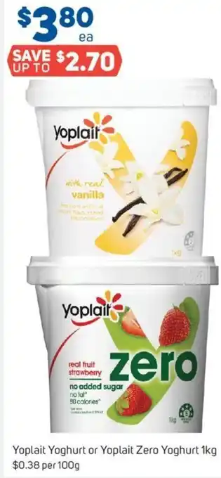 Foodland Yoplait Yoghurt or Yoplait Zero Yoghurt 1kg $0.38 Per 100g offer