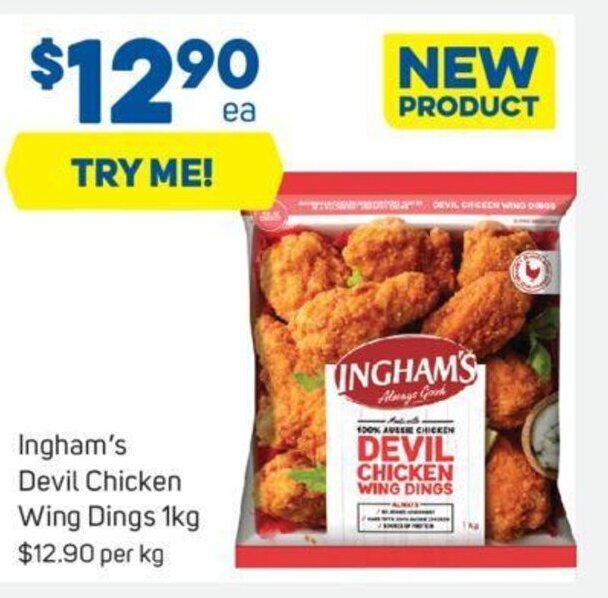 Ingham's Devil Chicken Wing Dings 1kg 12.9 Per kg offer at Foodland