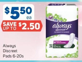 Always Discreet Pads 6-20s