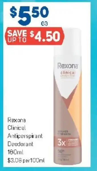 Rexona Clinical Antiperspirant Deodorant 180ml $3.06 Per 100ml