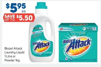 Biozet Attack Laundry Liquid 1 Litre or Powder 1kg
