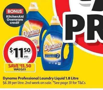 Coles Dynamo Professional Laundry Liquid 1.8 Litre offer