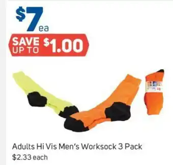 Foodland Adults Hi Vis Men's Worksock 3 Pack $2.33 Each offer
