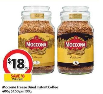 Coles Moccona Freeze Dried Instant Coffee 400g offer