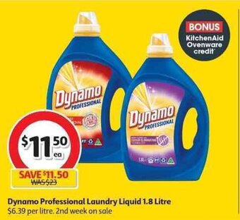 Coles Dynamo Professional Laundry Liquid 1.8 Litre offer