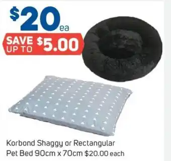 Korbond Shaggy or Rectangular Pet Bed 90cm x 70cm $20.00 Each