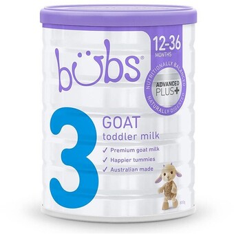 Bubs Advanced Plus+ Goat Milk Toddler Formula Stage 3 800g*