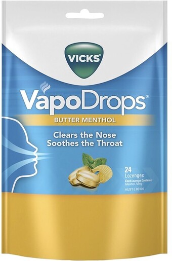 Vicks VapoDrops Butter Menthol Lozenges 24 Pack*