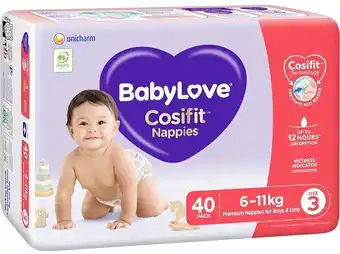 BIG W BabyLove Cosifit Bulk Nappies 6-11kg Crawler 40 Pack offer