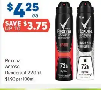 Foodland Rexona Aesorol Deodorant 220ml $1.93 Per 100ml offer