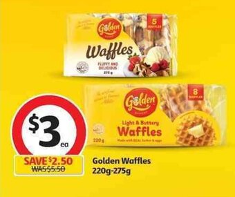 Coles Golden Waffles 220g-275g offer