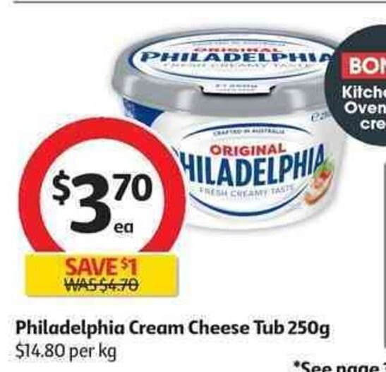 Philadelphia Cream Cheese Tub 250g offer at Coles