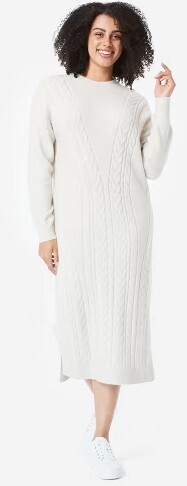 Long Sleeve Cable Knit Midi Dress offer 