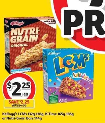 Coles Kellogg's LCMs 132g-138g, K-Time 165g-185g or Nutri-Grain Bars 144g offer