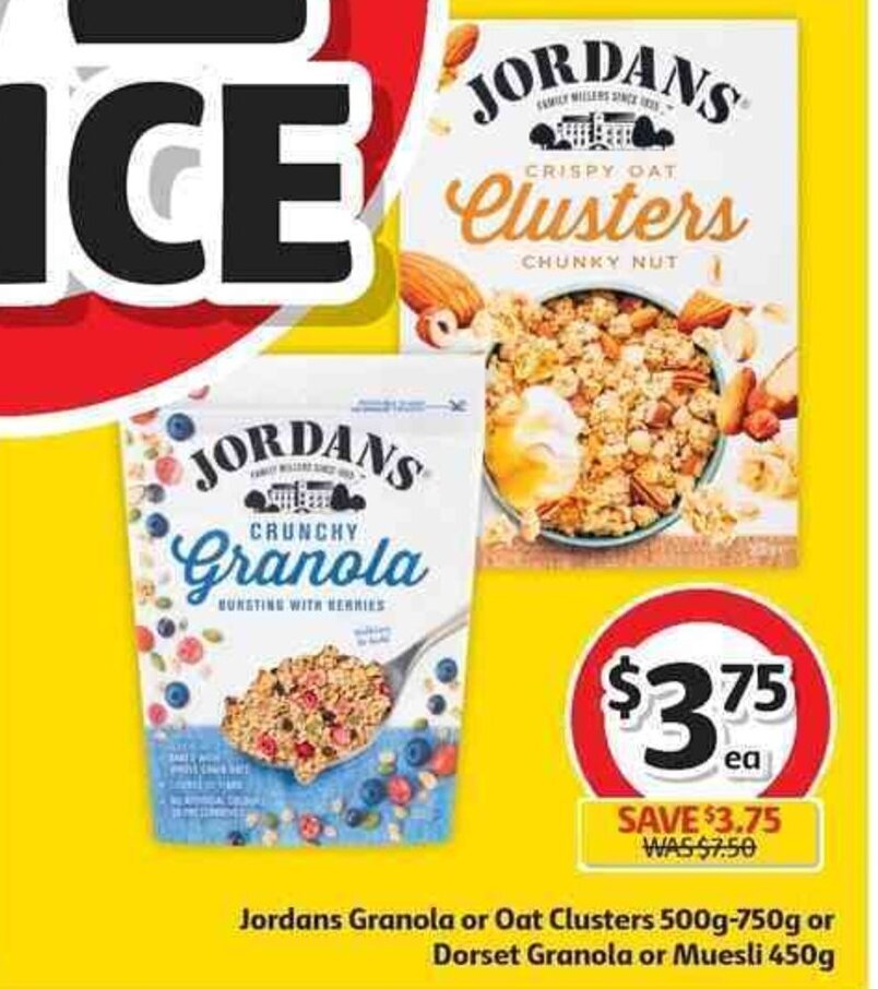 Jordans Granola or Oat Clusters 500g750g or Dorset Granola or Muesli