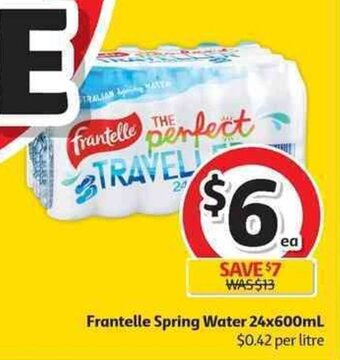 Coles Frantelle Spring Water 24x600mL offer