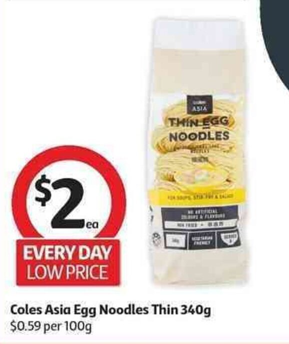 Asia Egg Noodles Thin 340g offer at Coles