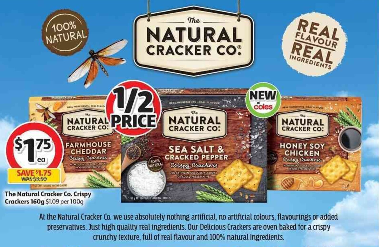 The Natural Crackers Co. Crispy Crackers 160g offer at Coles