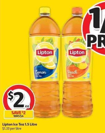 Coles Lipton Ice Tea 1.5 Litre offer