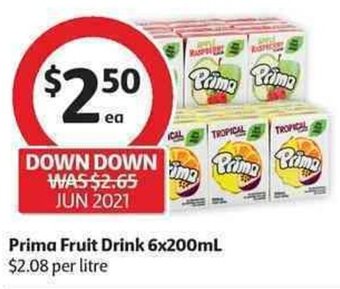 Prima Fruit Drink 6x200mL