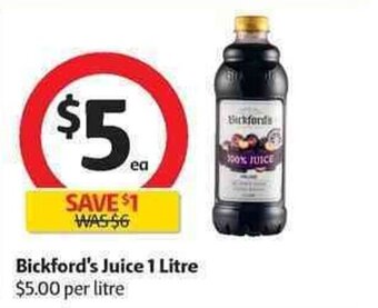 Coles Bickford's Juice 1 Litre offer