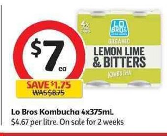 Coles Lo Bros Kombucha 4x375mL offer