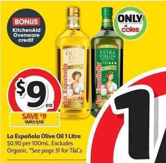 Coles La Espanola Olive Oil 1 Litre offer