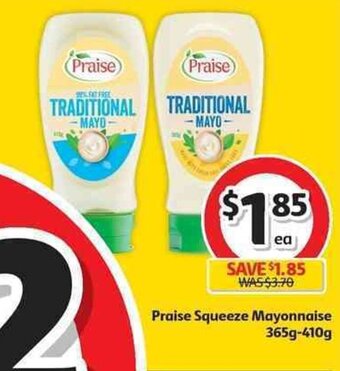 Coles Praise Squeeze Mayonnaise 365g-410g offer