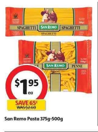 Coles San Remo Pasta 375g-500g offer