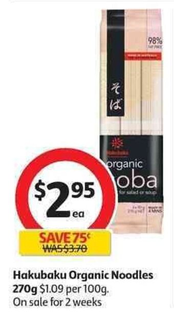 Coles Hakubaku Organic Noodles 270g offer