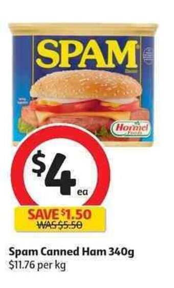 Coles Spam Canned Ham 340g offer
