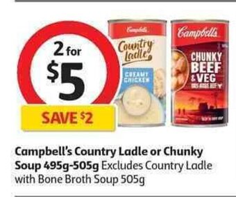 Coles Campbell's Country Ladle or Chunky Soup 495g-505g offer