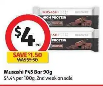 Coles Musashi P45 Bar 90g offer