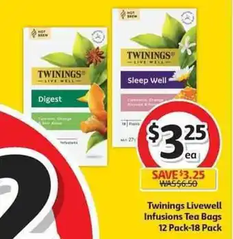 Coles Twinings Livewell Infusions Tea Bags 12 Pack-18 pack offer