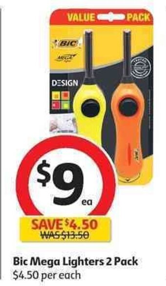 Coles Bic Mega Lighters 2 Pack offer