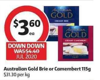 Coles Australian Gold Brie or Camembert 115g offer