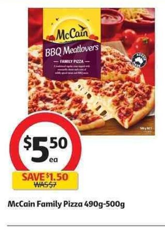 Coles McCain Family Pizza 490g-500g offer