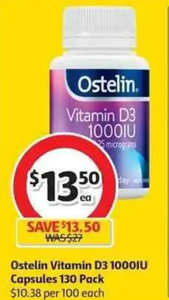 Coles Ostelin Vitamin D3 1000IU Capsules 130 Pack offer