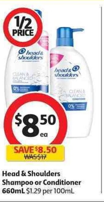 Coles Head & Shoulders Shampoo or Conditioner 660mL offer