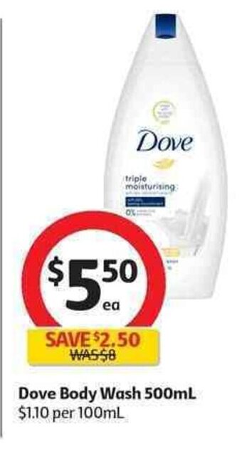 Coles Dove Body Wash 500mL offer